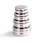 Sumeet Stainless Steel Flat Canisters/Puri Dabba/Storage Containers Set Of 4Pcs (240Ml, 400Ml, 550Ml, 800Ml), Beige