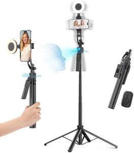 Acer Gadget Auto Face Tracking Tripod for iPhone/Cell Phone/Android/Camera with Light and Remote, 64", No App, 360°Rotating Tripod Selfie Stick for Tiktok YouTube Vlog Live Streaming Video Recording
