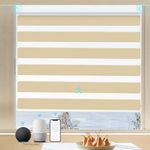 MING CHEN Motorized Blinds with Remote, Custom Size Electric Zebra Blinds, Built-in Rechargeable Motor Smart Blinds Compatible with Alexa Google (95% Shading Luxurious Champagne)