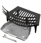 Complete Medium Fire Grate Set for Fireplace Includes Cast Iron Grate Ash Pan Coal Saver Guard and Ash Pan Handle Suitable for 16" Open Fireplace