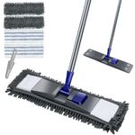 MASTERTOP Flat Mop, Microfibre Floor Mop with 4 Reusable Pads, Mops for Hardwood Laminate Tile Floor Cleaning, Household Wet Dry Mop for Wall Kitchen Indoor Outdoor Use, Send 1 Cleaning Scraper