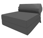 Fold Out Guest Bed Single Chair Z Bed Comfortable Futon Bed Sofa Ergonomically Designed for Adult and Kids folding mattress (Dark Grey)