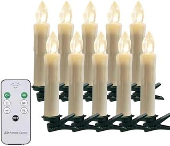 10 PCS LED Window Candles with Remote Timer, Battery Operated Flameless Taper Candles Light with Clips/Suction Cups Warm White Light for Christmas Halloween Dia 0.7''x 4''