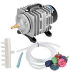 Jainsons Pet Products Aquarium Electromagnetic Air Pump ACO-001 with 18m Tube & 6 Air Stones, 18W, 0.020MPa Pressure, 38L/min Output, 8mm Mouth for Fish Tank Oxygenation