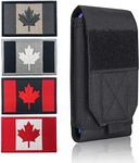 Heyqie Black Tactical Molle Waterproof CellPhone Pouch Case,Heavy Duty Phone Holster Bag for iPhone 11 12 13 Pro Max Samsung S22 S21 S20 FE Note 20 A02S Less 6.7" Phone with 4 Pack Canada Flag Patch