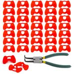 Laincco 41 Pcs Pinless Peepers with Pliers Set, Poultry Blinders Chicken Peepers Chicken Spectacles Anti-Pecking Pheasant Eye Glasses (Red)