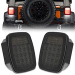 CMVT Auto Universal 38LED Brake Tail Lights, Smoked Square Combination Flatbed Trucks Turn Taillights, w/Backup Reverse License Rear Lights for Jeep Wrangler YJ TJ CJ Trailer Boat RV, 12V