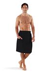 Boca Terry Waffle Shower Wrap for Men, Lightweight Mens Towel Wrap, Mens Bath Wrap for Sauna, Gym or Spa. XXL - Black