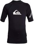 Quiksilver Boys Big Time Short Sleeve Youth Rashguard Surf, Black, M/12