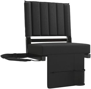 Besunbar 1pcs Stadium Seat for Bleachers with Back Support and Wide Padded Cushion Stadium Chair - Includes Shoulder Strap and Cup Holder, Black