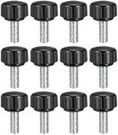 uxcell M5 x 15mm Metric Male Thread Knurled Clamping Knobs Grip Thumb Screw on Type Plastic Threaded Hand Bolt Knobs Black 12 Pcs