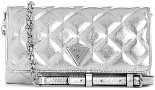 GUESS Tali Crossbody Flap Organizer, Silver, One Size