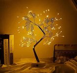 XERGY 20" Tabletop Bonsai Tree Light with 72 LED and 24 Golden Leaf Sparkly Fairy Spirit Tree Lamp,DIY Artificial Tree Lamp with Golden Leaf - Home and Bedroom Decoration - Battery/USB Powered