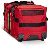 LINE2design Wheeled Firefighter Jumbo turnout Gear Bag with Reflective Trim, Front Pocket and Maltese Cross Logo - Red