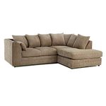 New Luxor Fabric Corner Sofa Coffee | Soft Jumbo Cord 3-4 Seater Corner Sofa (Coffee, Right Hand Facing)