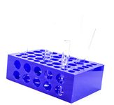 Labworld Test Tube Stand Holder plastic 48 holes multipurpose for 12x125mm,16x150mm,18x150mm,etc size test tubes glassware labware blue chemistry lab experiment