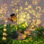 Solar Watering Can Outdoor Lights Garden Decor,Butterfly Hanging Lantern Waterproof Landscape Lights Outside Decoration for Yard Porch Patio Pathway Gardening Gifts(with 32 inch Shepherd Hook)