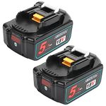 Powarobor 2 Pack 18V 5.5Ah BL1850B Compatible with Makita 5500mAh With LED Indicator Lithium Ion Replacement Cordless Battery BL1830 BL1830B BL1840 BL1840B BL1850 BL1860 BL1845 BL1815 Power Tools