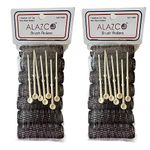 ALAZCO 14 pc Vintage Style Hair Roller Medium BRUSH ROLLERS & PINS Mesh Hair Curlers With Bristles 2.5"x 3/4", with Flexible Locking Pins