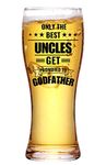 Onebttl Godfather Gifts, Beer Glass Funny Gift Idea for The Best Godfather for Christmas, Birthday, Box and Greeting Card Included - ONLY The Best Uncles GET Promoted to Godfather