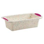 Trudeau Structure Nonstick Structure Silicone Bread Loaf Pan Bakeware with Steel Structure, Medium, White Confetti (05118555)