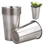 ZOFUN 8 Pcs Stainless Steel Cup 500ml/17 oz, BPA Free Stainless Steel Tumblers, Shatterproof Metal Beer Tumblers Stackable, Reusable Drinking Cups for Indoor Outdoor Hiking Party Camping