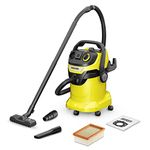 Kärcher Wet and Dry Vacuum Cleaner WD 5 P V-25/5/22, incl. Socket, Flat Filter, Patented Filter Box, Filter Cleaning Function, Non-woven Filter Bag, 1100 W, Plastic Tank: 25 l, Suction Hose: 2.2 m