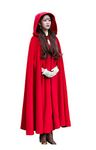 Baoqiya Women's Wool Blend Capes Hooded Cloak Outwear Poncho Warm Autumn and Winter Coat, Red, One Size