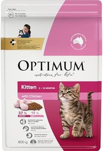 OPTIMUM Kitten 2-12 Months Dry Cat Food With Chicken 800g Bag, 6 Pack