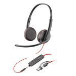 Poly (Plantronics) Blackwire 3225 USB-C Headset, On Ear w/Noise-canceling mic, Connect to Mobile/Tablet via USB-C/A, Lightweight Metal Headband, Works w/Teams, Zoom and More, Black, 8G0X1AA