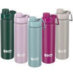 SHO Stainless Steel Sports Bottle - Leak Proof, BPA Free, No Sweat, Vacuum Insulated Double Walled Metal Flask Water Bottle - 12 Hours Hot 24 Hours Cold (660ml Arctic Mist)