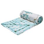 Trance Home Linen 150 GSM Pure Cotton Reversible Dohar Single Bed Size | Ac Blanket Comforter | Soft Light-Weight Bed Blanket (56 X 88 Inch, Akira Turquoise, Pack of 1), 200 TC Festive Gifting