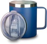 camako Coffee Mug with Lid and Handle, 350ml/12oz,Double Wall Vacuum Stainless Steel Travel Coffee Mug Spill Proof,Dishwasher Safe, Reusable Coffee Cup (Dark Blue)