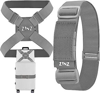 ZINZ Paquete de 2 Correas elásticas para Equipaje y Cuerda elástica para Maleta, cinturón Ajustable para Bolso, Accesorios de Viaje -Gris
