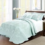 Home Soft Things Serenta Damask 4 Piece Bedspread Set, King, Blue