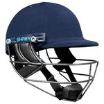 Shrey Premium 3.0 Mild Steel Visor Cricket Helmet with Mesh Bag, 4 Round Velcro Sets | Helmet with Rotary Adjustment System, Air Vent Holes | Comfortable Fit (Navy - M)