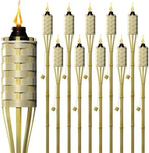 Matney Bamboo Torches for Outside - 5 Ft. Tall - (12 Pack) - Decorative Garden & Backyard Lights -Torches Outdoor - Oil Lamp for Citronella - Flame Lasts Over 8 Hours