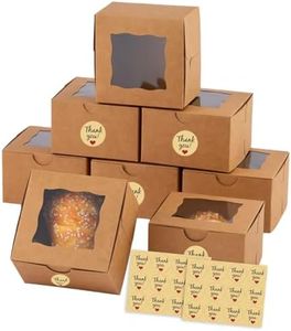 AISEY Brown Bakery Boxes, 4x4x2.5 Inches small cookie boxes with Window, Bulk Bakery Containers for cake, Cookies, Mini Pies, Cupcakes 20 Pcs