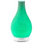 Bravich White Elephant Desire Aroma Glass Vase Humidifier- Quiet Water Diffuser For Home: Bedroom, Office, Living Room & More. With Multi-Colour Night Light & Timer. Add Essential Oil To Purify Air