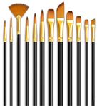 Nina Nino Painting Brushes Set of 12 Professional Round Pointed Tip Nylon Hair Artist Acrylic Paint Brush for Acrylic/Watercolor/Oil Painting