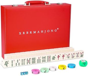 XRBR Chinese Mahjong Set, 146 Numbered Melamine 1.6" (40 mm), Large Size Complete Mah jongg Set with Carrying Travel Case (Ivory Yellow)