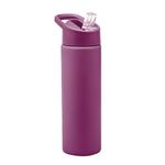 Smash Stainless Steel Water Bottle with Flip Top Lid and Straw - Mulberry 750ml