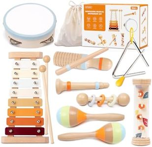 MTTIERY Baby Musical Instruments Sets, Montessori Wooden Percussion Educational Musical Toys for Toddlers, Xylophone Preschool Learning Activities Birthday Gifts for Boys Girls