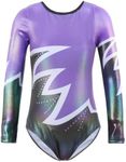 EASTBUDDY Long Sleeve Leotards for Girls Gymnastics Sparkly Toddler Gymnastics Leotard Tumbling Outfit 3-14 Years, Purple