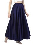 Janak 'n' Masaaya Long Silk Flared Skirt (Navy Blue)