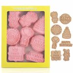 8Pcs Birthday Cookie Cutters,Cookie Cutters with Plunger Stamps,3D Birthday Embossing Cutters,Moulds Cute Cookie Cutters for Kids Children DIY Chocolate Mould (Birthday/8Pcs)