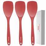 Upgrade Silicone Spatula Spoon Set,VOVOLY Heat Resistant Rubber Spoonula, Seamless Non-Stick Flexible Scrapers for Baking Mixing Tool,3 Pack, Red