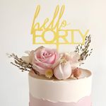 40th Birthday Cake Topper for Women Gold Hello Forty Cake Topper Acrylic 40th Birthday Cake Decorations (40th)