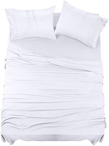 NY Threads 4 Piece Bed Sheet Set (White, King) Polyester Microfiber – Set Includes 1 Fitted, 1 Flat Sheet with 2 Pillowcases