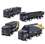 Alokik Enterprise Transport Car Carrier Container Trucks, Friction Truck playset Toy | Recovery Tanker Truck Model Set Pull Back Wear Resistant Simulation Realistic[Pack of 4]